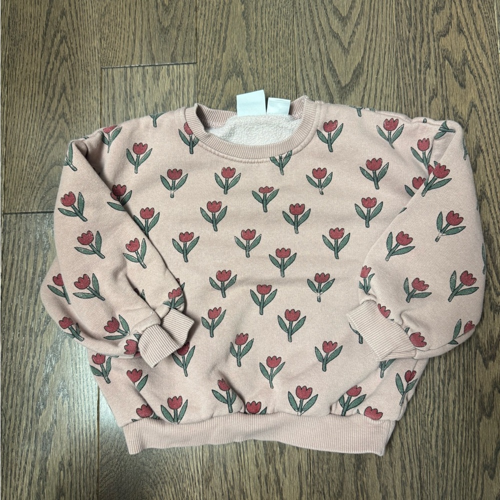 Zara Rose Pink Tulip Crewneck Sweater size 5